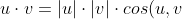 u\cdot v=|u|\cdot|v|\cdot cos(u, v)=5\cdot8\cdot\cos(45)=40\cdot\frac{\sqrt2}2=20\sqrt2